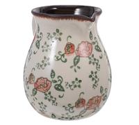Ceramic Utensil Holder with Handle, Rose Pattern Kitchen Storage Crock | Vintage Design, Easy-Clean Surface, Spacious Organisation, Versatile Home Use for Spoons and Cooking Tools