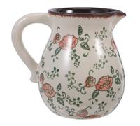Ceramic Utensil Storage Crock with Handle, Rose Pattern Kitchen Organiser | Vintage Countertop Design, Spacious Arrangement, Easy-Clean Finish, Versatile Home Placement, Measures 17x15.5x10cm