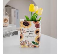 Ceramic Vase, Book-Shaped Flowers Vase 6.6 Inch, Decorative Art Texture Vase for Home Office Living Room Bookshelf Table Decor, Unique Modern Style Creative vase Gifts for Book Lovers (Sunflower)