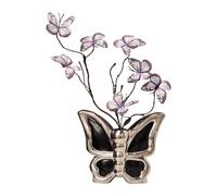 Ceramic Vase - Butterflies Decorative Vase Room Decoration, Sculpture Flower Holder Table Decoration for Living Room Country House Wedding Birthday Office Women | For Indoor Home Living Room Stu