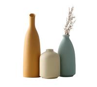 Ceramic Vase for Decor, Modern Farmhouse Decor Vase Set of 3, Neutral Small Vases for Table Decor, Living Room Decor Vases, Book Shelf Vases for Decor, Bookshelf Decor Vase and Entryway Decor Vase