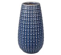 Ceramic Vase for Flowers Modern Blue Flower Vase 23CM Decorative Vase for Pampas Grass Beaded Design Handmade Pottery Vases Gift for Home Living Room Bedroom Desk Aesthetic Room Boho Decoration