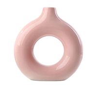 Ceramic Vase Hollow Donuts Flower Pot for Office Homewarming Gift Ornaments Pink S