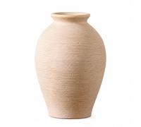 Ceramic Vase,Rustic Ribbed Flower Vase,Boho Farmhouse Decorative Vase for Pampas Grass,Dried Flowers,Living Room,Table, Shelf,Mantel & Bedroom Decor,Beige/Dark Brown(Light Vintage White)