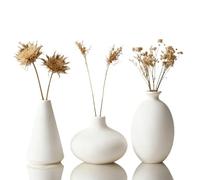Ceramic vase Set-3 Small Flower vases for Decor, Ceramic Bud Vase Set, Home Decorative Vase, for Wedding Centerpieces, Living Room and Bedroom Decor, Modern Boho Farmhouse Home Decor(White)
