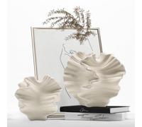 Ceramic Vase - Set of 2 for Home Decor,White Flower Shape Pampas Vases Minimalist Nordic Boho Style for Modern Farmhouse Decor, Living Room、 Kitchen、Mantle、Bedroom、Dining Table、Office