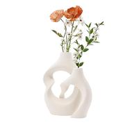Ceramic Vase Set of 2, Nordic Minimalism Hollow Vase for Wedding Dinner Table Office Bedroom