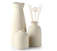 Ceramic Vase Set of 3,Matt Ceramic Vases for Flowers,Rustic Decorative Flower Vases Set,Modern Flower Vessel Art Craft Decoration for Living Room Wedding Centerpieces Office Table(Beige)