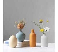 Ceramic Vase Set of 4, Modern Vase, Ceramic Vases for Home Decor, Decorative vase for Pampas Grass&Dried Flowers,Table, Bookshelf, Mantel and Entryway Decor. (beige,blue,orange,white)