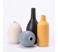 Ceramic Vase Set of 4, Modern Vase, Ceramic Vases for Home Decor, Decorative vase for Pampas Grass&Dried Flowers,Table, Bookshelf, Mantel and Entryway Decor. (beige,blue,orange,black)