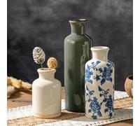 Ceramic Vase Set, Small Flower Vases for Home Decoration, Modern Farmhouse Decor, Living Room Kitchen Table Centerpieces, Shelf, Mantel, Fireplace and Entrance Decorations-Multicolor.