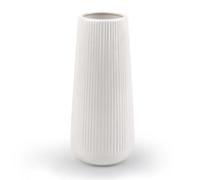Ceramic Vase, White, Flower Vase, Vases Decoration for Flowers, Decorative Vases with Grooves, Modern Vase for Pampas Grass, Small Vase for Home, Living Room, Dining Table, Entrance, Office Decor
