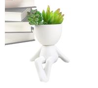 Ceramic Vases for Flowers, Small Figure Ceramic Creative Table Top Display Flowerpot Vase, People Head Face Planter Minimalist Statue Abstract Decor for Dining Table Home