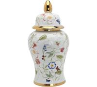 Ceramic Vases Ginger Jar with Lid for Home Decor,White Flower Pattern Temple Jar Vase Traditional Chinese Porcelain Dried Flower Vases Decoration for Living Room (White Large)