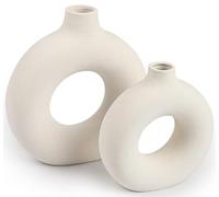 Ceramic Vases Set of 2,Modern Vases for Home Decor, White Boho Vases for Living Room Kitchen Mantle Bedroom Dining Table Office Farmhouse Decorative Vase for Decor
