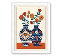 Ceramic Vessels in Blue Boho Framed Wall Art Print A3 (42×29.7cm) White, Wall Decor for Living Room, Bedroom, Office & Home, Ready to Hang, Art Gift