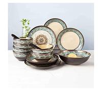 Ceramic Vintage Ceramic Dinnerware Set 18-Piece Household Kitchen Dinnerware Set Embossed Dinner Plate Sets,