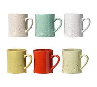 Ceramic Vintage Coffee Mugs - Set of 6 Multicolored Coffee Cups - Retro Mugs Made of Ceramic - Microwave & Dishwasher Safe - Convenient and Decorative Cups for Your Favourite Beverages