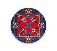 Ceramic Vintage Flower Pattern Red and Blue Round Coasters for Patio Table Heat-Resistant Decorative Decor for Living with Cork Backing