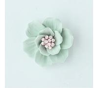 Ceramic Wall Art,Ceramic Wall FlowerHandcrafted Ceramic Green Peony Hibiscus Flower Wall Hanging Decor Flowers Artificial Sculpture 3D Wall Ornament Arts Wedding Gift