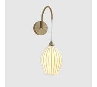 Ceramic Wall Light Modern Mid Centery Wall Lighting with White Pleated Shade, 1-Light Retro d Wall Mounted Lamp Bedside Bedroom Living Room Indoor Wall Sconces