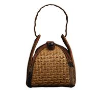 Ceramic Ware Handbag - Natural Wicker Trunk, braideds Kettle Tote, Vintage Crockery Chest, Straw Brewware Holder | Compact Coffee Station Organizer Fits Cabinet Camping Picnic Outdoor Social Gathering