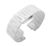 Ceramic Watch Band Universal Strap with Quick Release Pins Butterfly Buckle Deployment Clasp Bracelet (22mm, White)