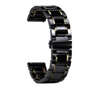 Ceramic Watch Band With Quick Release Adjustable Clasp Universal Strap For Men Women(Black and gold,15mm)
