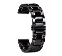 Ceramic Watch Band With Quick Release Adjustable Clasp Universal Strap For Men Women(Black and rose gold,15mm)