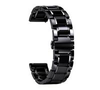 Ceramic Watch Band With Quick Release Adjustable Clasp Universal Strap For Men Women(Black and silver,15mm)