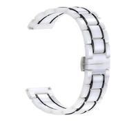 Ceramic Watch Band With Quick Release Adjustable Clasp Universal Strap For Men Women(Black and white,15mm)