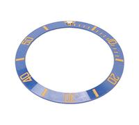 Ceramic Watch Bezels Inserts Blue Circle with Gold Words, Lightweight, Easy Installation, High Temperature Resistance for Replacements