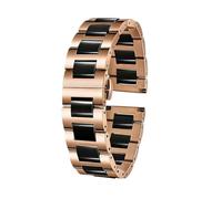 Ceramic Watch Strap 20mm 22mm Stainless Steel Watch Band White Black Men and Women Replacement Bracele(Oro rosa-Nero,20mm)