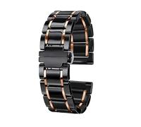 Ceramic Watch Strap 20mm 22mm Stainless Steel Watch Band White Black Men And Women Replacement Bracele(Nero-oro rosa 1,20mm)