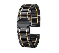 Ceramic Watch Strap 20mm 22mm Stainless Steel Watch Band White Black Men and Women Replacement Bracele(Nero-oro 1,22mm)
