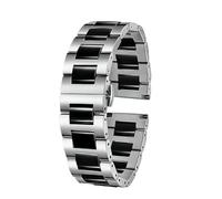 Ceramic Watch Strap 20mm 22mm Stainless Steel Watch Band White Black Men And Women Replacement Bracele(Argento-nero,22mm)