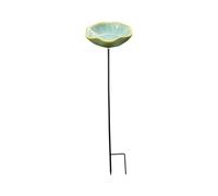Ceramic Water Bowl with Metal Rod as Decorative Bird Bath for Butterflies Colourful Flat Drinking Trough for Garden Insect-friendly Drinking Station High-Quality Materials (C, B)