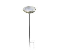 Ceramic Water Bowl with Metal Rod as Decorative Bird Bath for Butterflies Colourful Flat Drinking Trough for the Garden Insect Friendly Drinking Station High-Quality Materials (B, B)