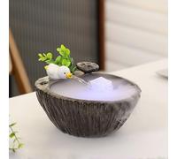 Ceramic Waterfall Fountain - Indoor Desktop Water Feature with Pump, Creative Tabletop Decor for Home & Office, Freestanding Circulating Water Small Fish Tank