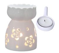 Ceramic Wax Melt Burner - Tea Light Holder, Carved Oil Burner Made of White Ceramic, Aromatherapy , Oils Diffuser for Relaxing Candle Decoration at Home, Schl