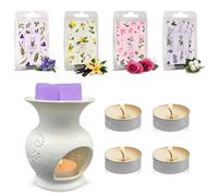 Ceramic Wax Melt Burner & Wax Melts - Essential Oil Burners for Wax Melts Aroma Diffuser Butterfly Cutouts Furnace - Assorted Wax Warmer Aromatherapy Decor Gift Set for Home and Office
