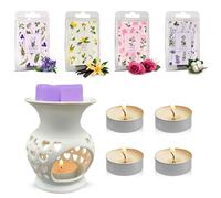 Ceramic Wax Melt Burner & Wax Melts - Essential Oil Burners for Wax Melts Aroma Diffuser Love Heart Cutouts Furnace - Assorted Wax Warmer Aromatherapy Decor Gift Set for Home and Office