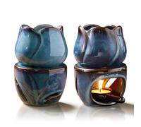 Ceramic Wax Melt Burners, Aromatherapy Essential Oils Wax Melts Burners with Tealight Spoon and Removable, Candle Burner for Home Office Decor, Set of 2