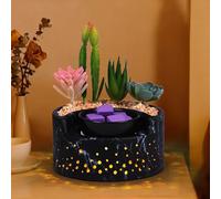 Ceramic Wax Melt Warmer 4-in-1, Flameless PTC Heating with 7-Color LED Night Light, Electric Essential Oil Diffuser, Zen Design Marble Succulent Pot, for Yoga Room Home Office Decor