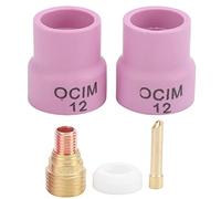 Ceramic Welding Cup Set Red 12# Replacement Ceramic Welding Cup Alumina Welding Kit for Air-Cooled Weld Tool WP-9/20 Series