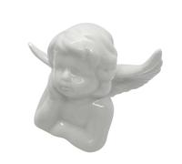 Ceramic White Angel Figurine, Adorable Cherub Tabletop Statue Ornament, 1.57in Memorial Garden Sculpture for Indoor, Outdoor Decoration, Angelic Cherub Statue
