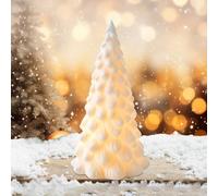 Ceramic White Christmas Tree with Lights - LED Artificial Table Top Decorations for Countertop, Mantle, Windowsill, Bookshelf, Balcony