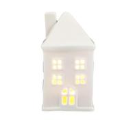 Ceramic White Christmas Village Houses Light Up LED Lighted House Holiday Decor Figurines For Winter Town LED tree christmas tree ceramic villages shelves white village farmhouse Scene Light,