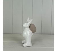 Ceramic White Rabbit Holding An Egg