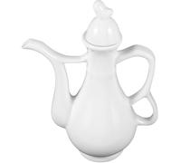 Ceramic White Sake Jug 280ml with Flower Carving for Table Service | Compact Chinese Style, Smooth Spout Pouring, Stable Structure, Suitable for Liquor, Restaurants, Home Entertaining